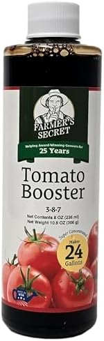 Fertilizante Booster para Tomates Farmer's Secret - Superconcentrado 3:8:7 Fortificado con Ácido Húmico, Hierro y Calcio (8oz)