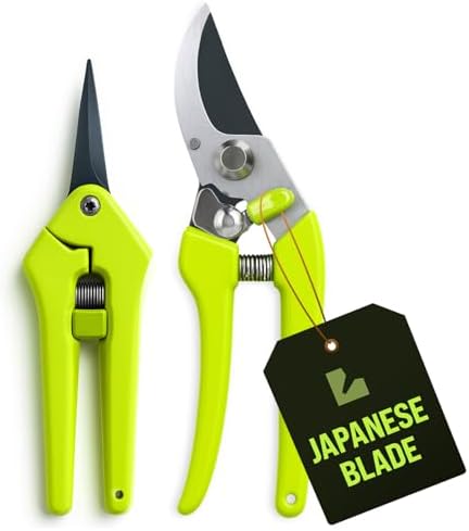 Pack de 2 Tijeras de Podar y Cortasetos de Acero Inoxidable para Jardinería
