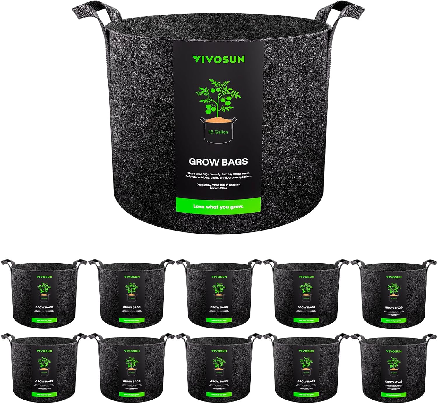 VIVOSUN Pack de 10 Bolsas de Cultivo de 15 Galones